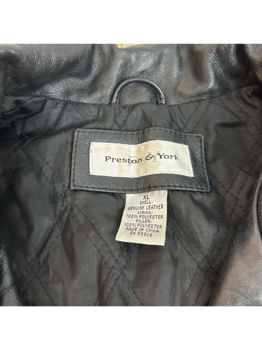 Vintage Preston & York Black Leather Bomber Jacket Classic Size XL Men's - Picture 7 of 7